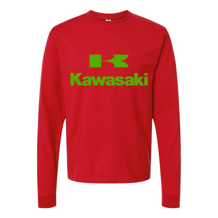 Men's kawasaki logo Long sleeves Cotton Blend T-Shirt - Red