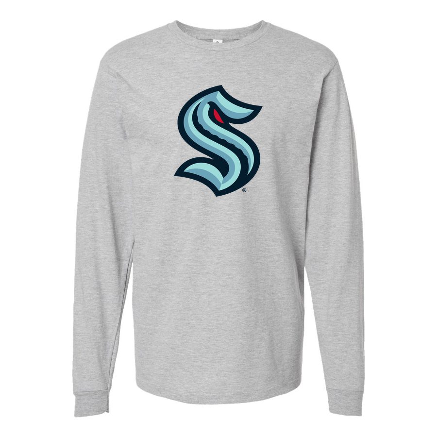 Men's Seattle Kraken Long sleeves Cotton Blend T-Shirt - Gray