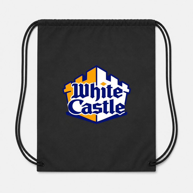 White Castle Drawstring Bag - Black