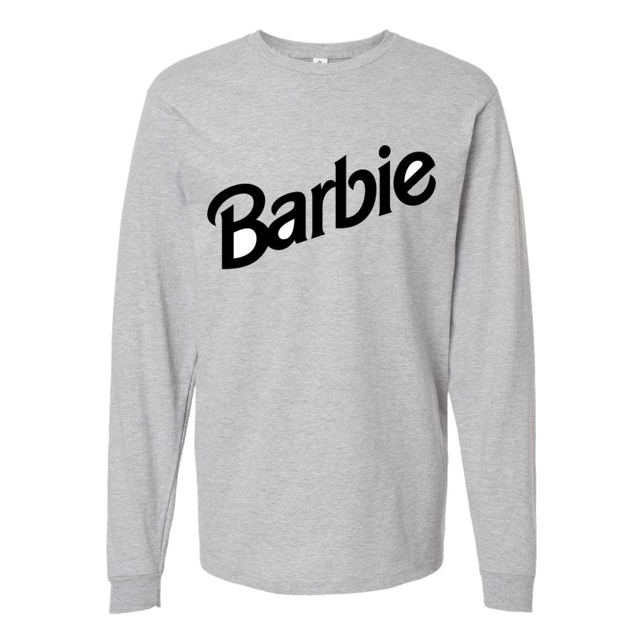 Men's Barbie Long sleeves Cotton Blend T-Shirt - Gray