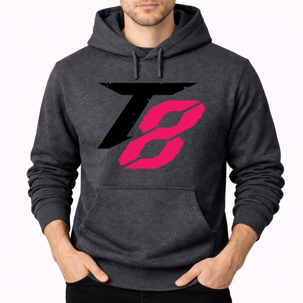 Men's Tekken 8 Black Logo Pullover Hoodie - Charcoal