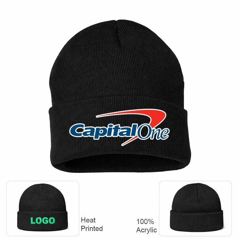 Capital One Black Beanie Hat