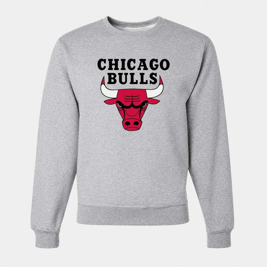 Men's Chicago Bulls Black Logo Crewneck Sweatshirt - Gray