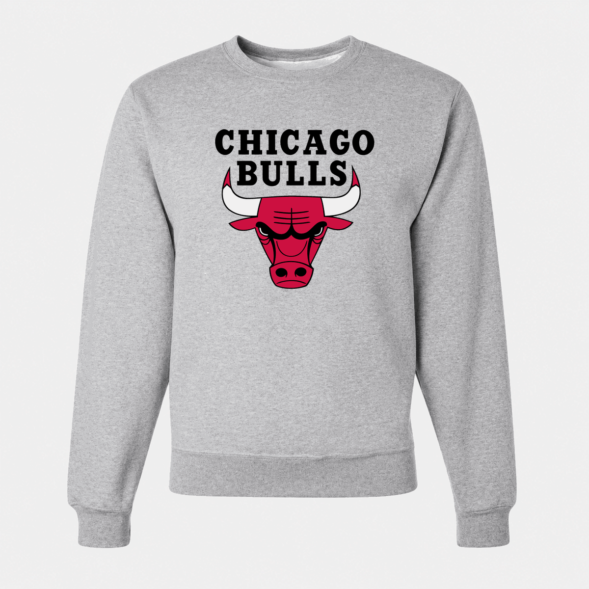 Men's Chicago Bulls Black Logo Crewneck Sweatshirt - Gray