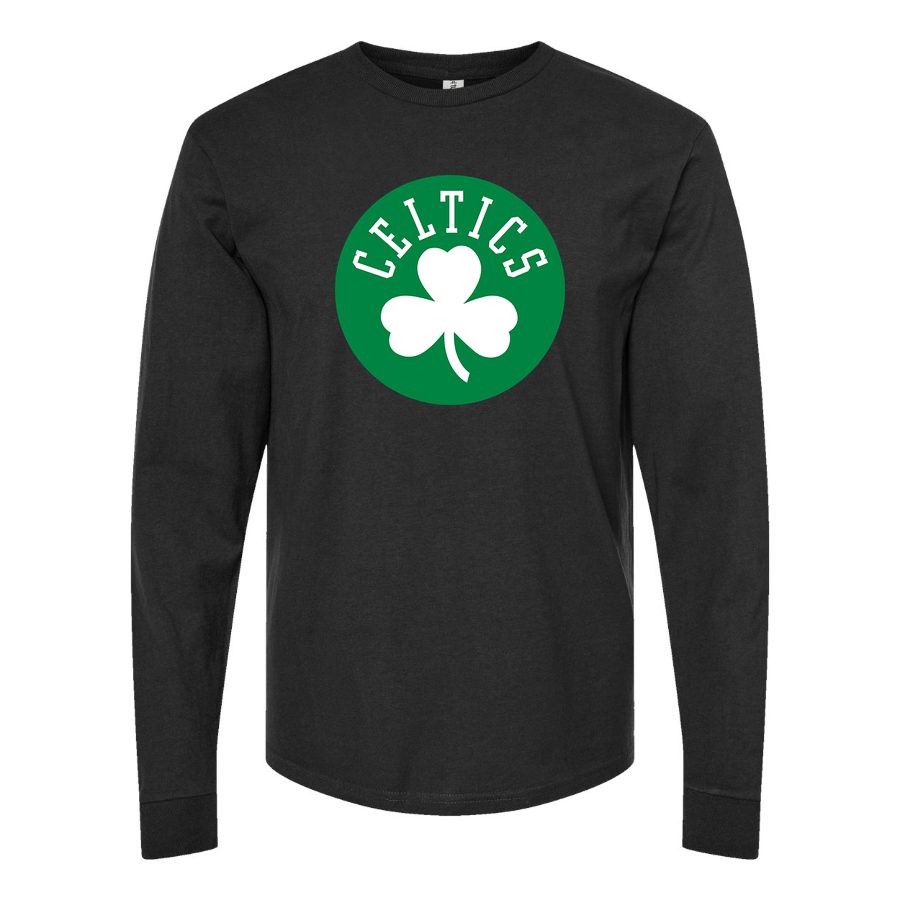 Men's Boston Celtics Long sleeves Cotton Blend T-Shirt - Black
