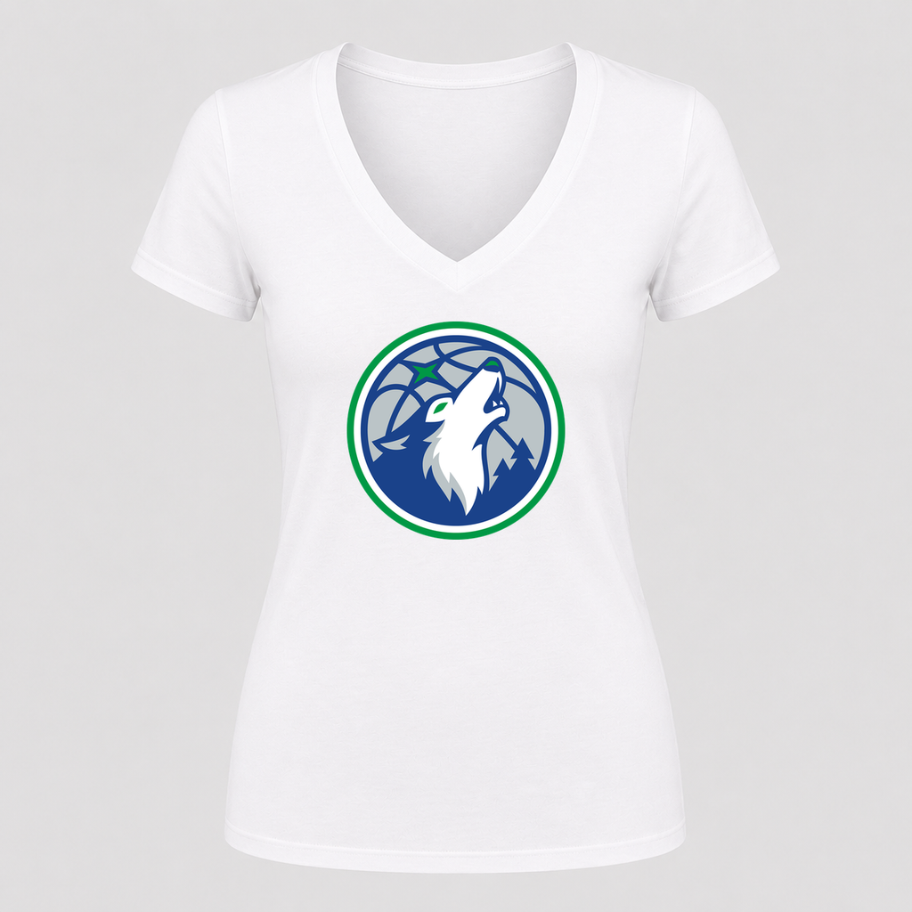 Women's Minnesota Timberwolves V Neck T-Shirt in white