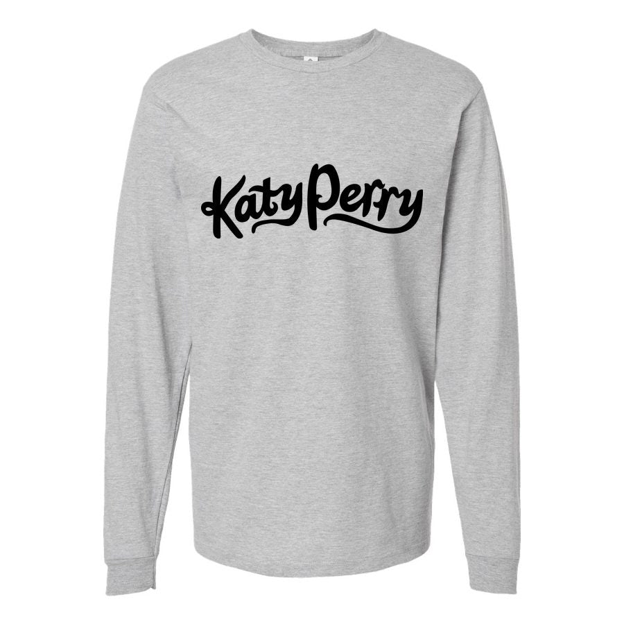 Men's Katy-Perry-Logo Long sleeves Cotton Blend T-Shirt - Gray