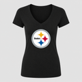 Women's Pittsburgh Steelers V Neck T-Shirt in black