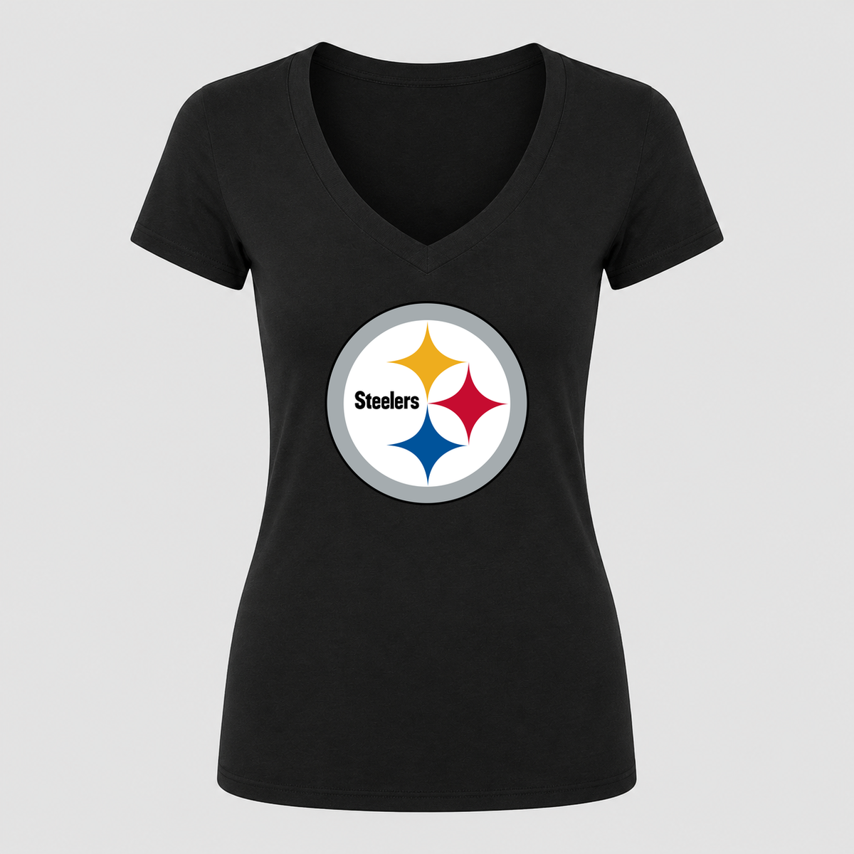 Women's Pittsburgh Steelers V Neck T-Shirt in black