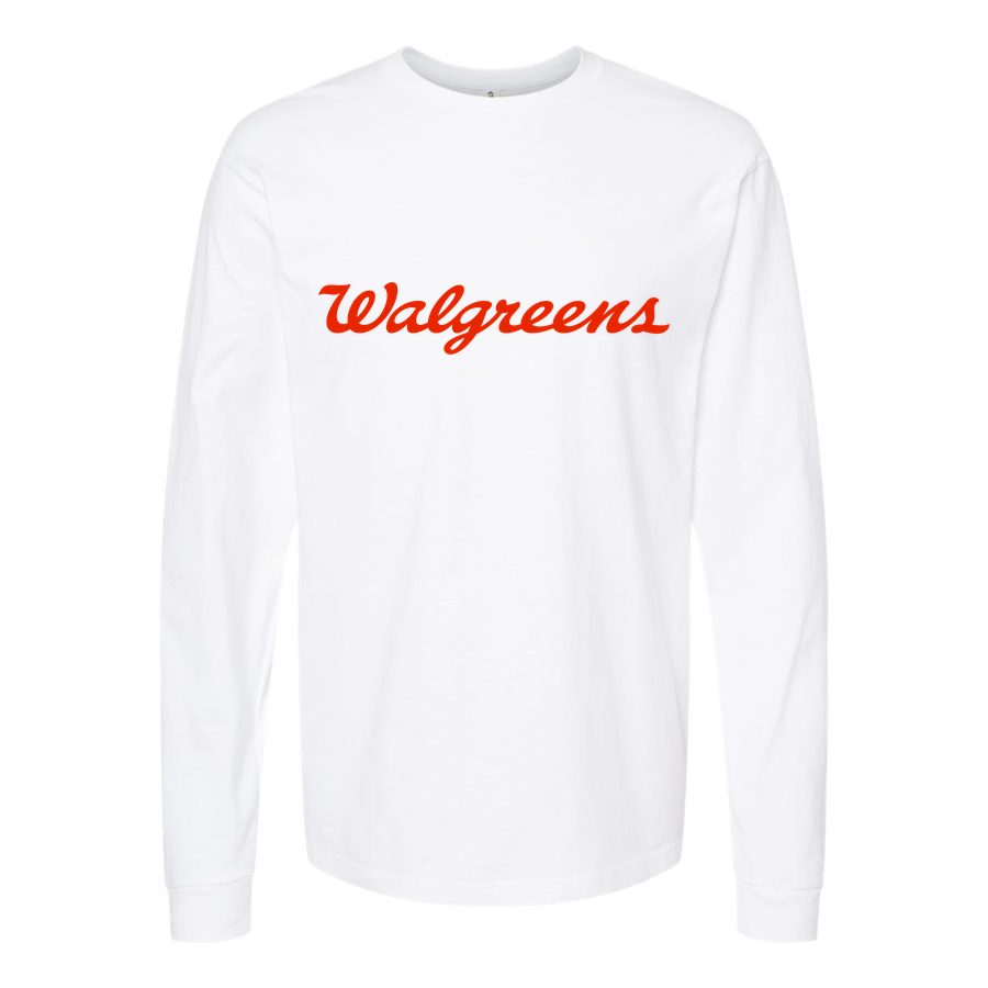 Men's Walgreens-logo-1536x864 Long sleeves Cotton Blend T-Shirt - White