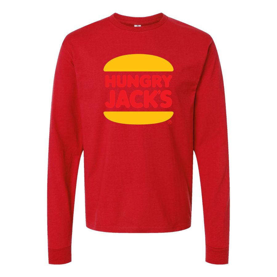 Men's Logo-Hungry-Jacks-1536x864 Long sleeves Cotton Blend T-Shirt - Red