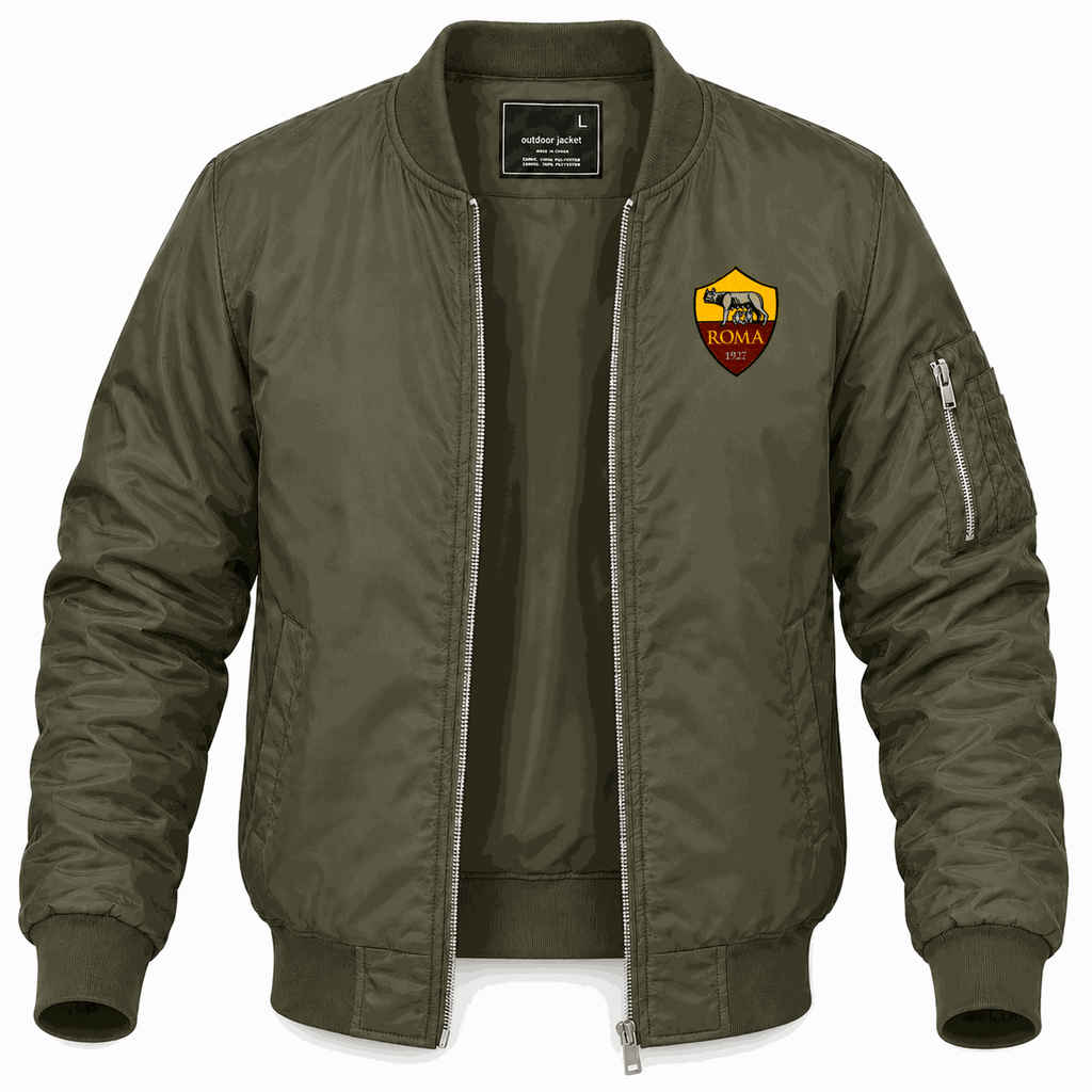 Men's AS Roma FC Lightweight Bomber Jacket - Army Green