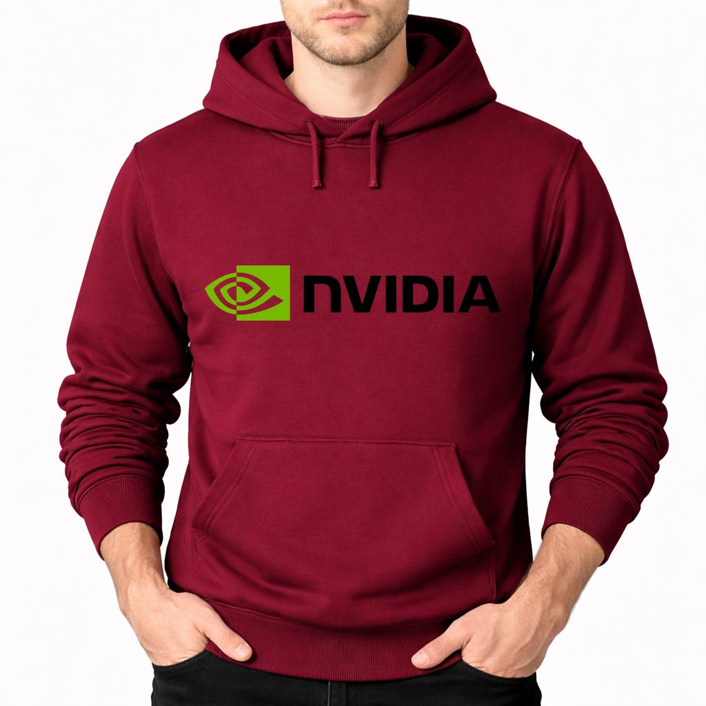 Men's Nvidia Pullover Hoodie - Burgundy