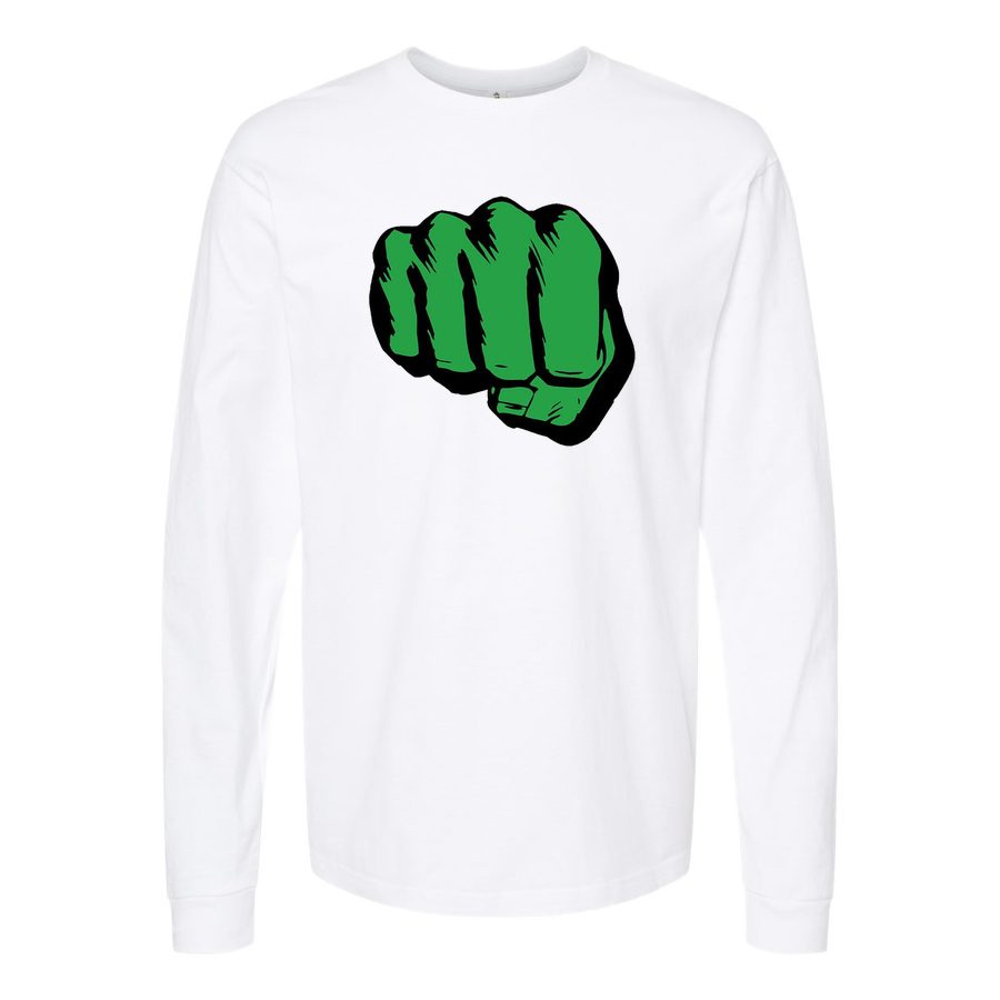 Men's Hulk Punch logo Long sleeves Cotton Blend T-Shirt - White