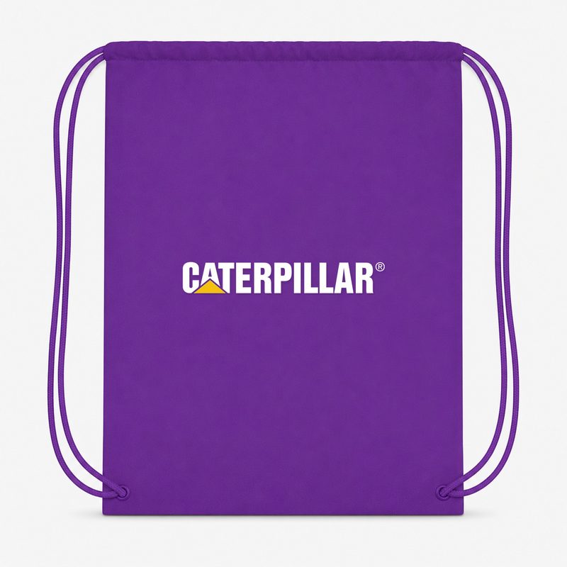 Caterpillar White Drawstring Bag - Purple