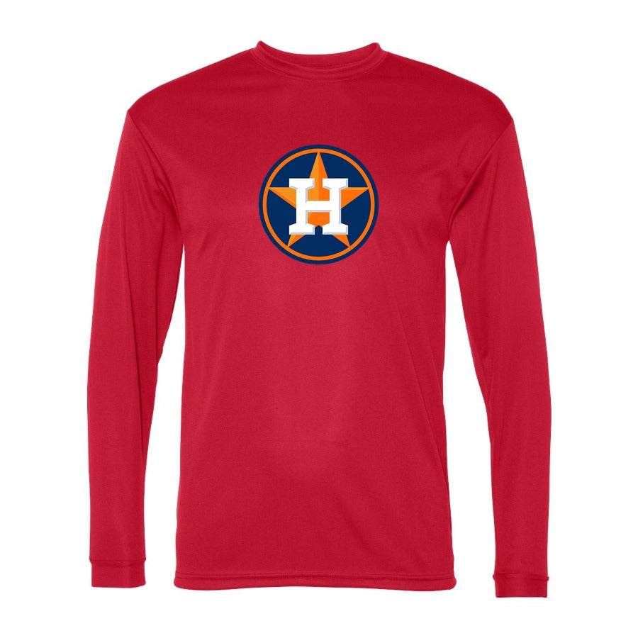 Men's Houston Astros Polyester Long Sleeve T-Shirt - Red