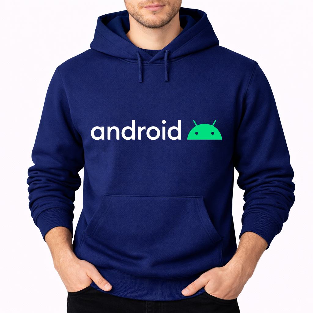 Men's Android White Pullover Hoodie - Navy