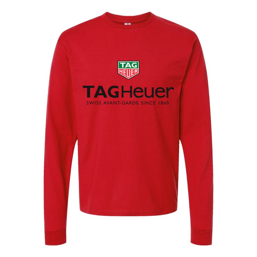 Men's TAG-Heuer-Logo Long sleeves Cotton Blend T-Shirt - Red