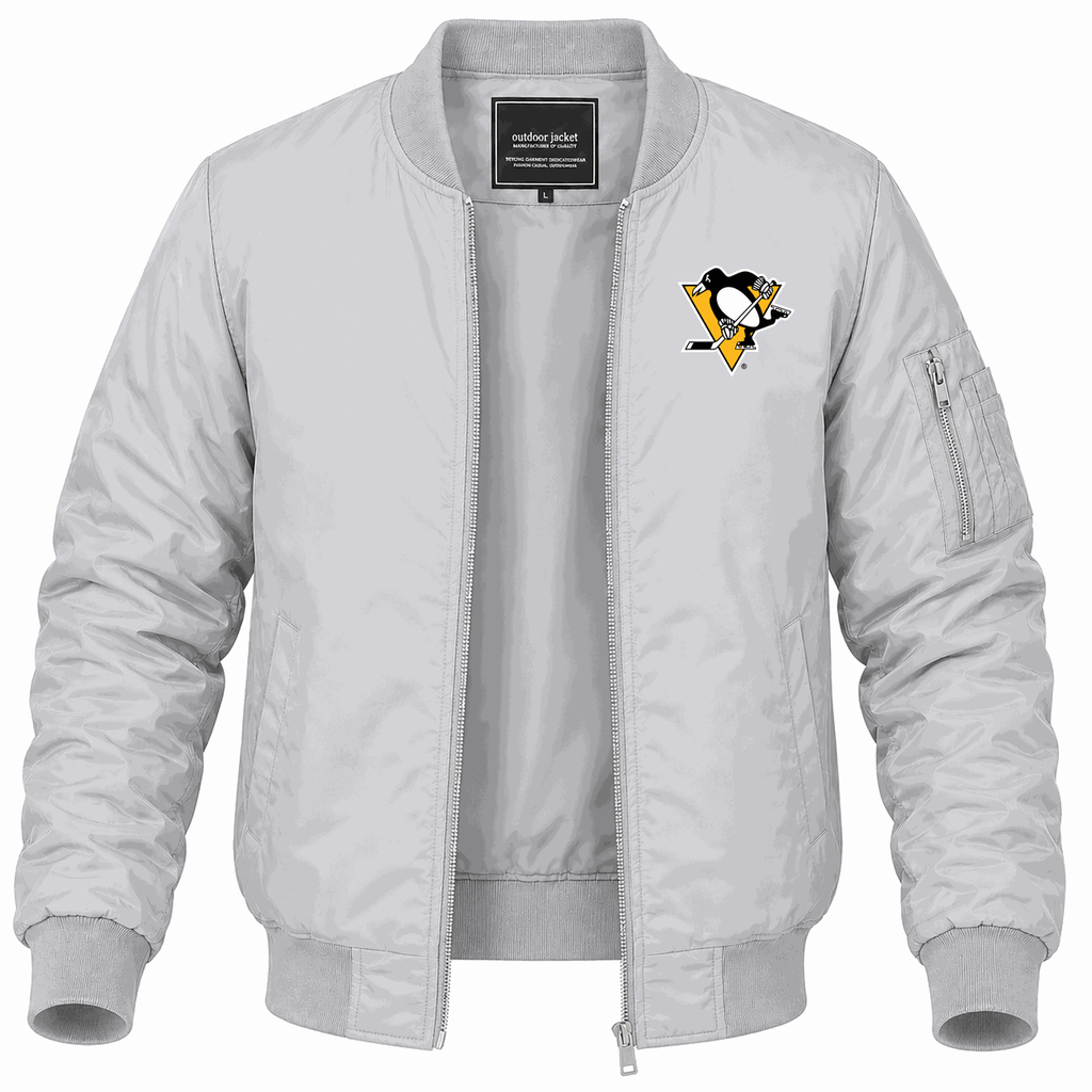 Men's Pittsburgh Penguins Lightweight Bomber Jacket - Gray