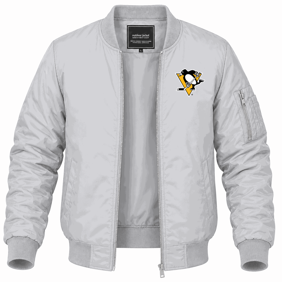 Men's Pittsburgh Penguins Lightweight Bomber Jacket - Gray