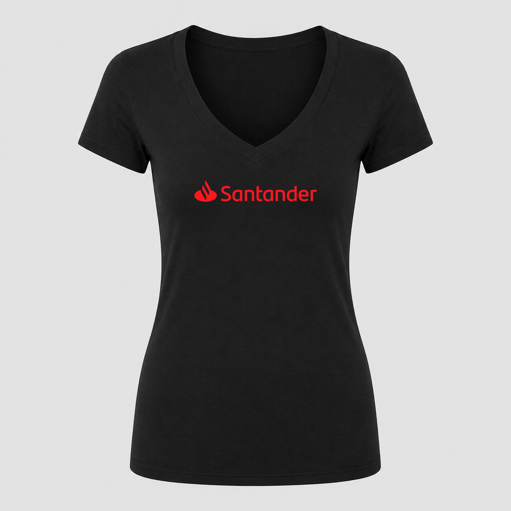Women's Santander V Neck T-Shirt in black