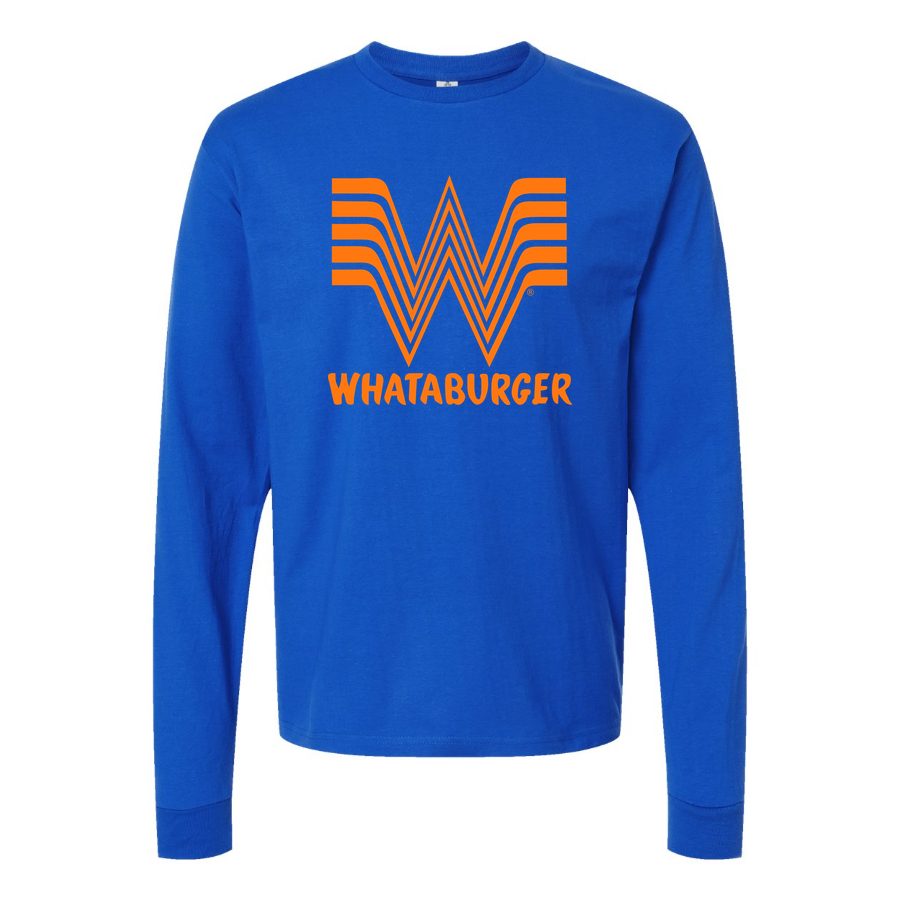 Men's whataburger-logo-png-transparent Long sleeves Cotton Blend T-Shirt - Blue