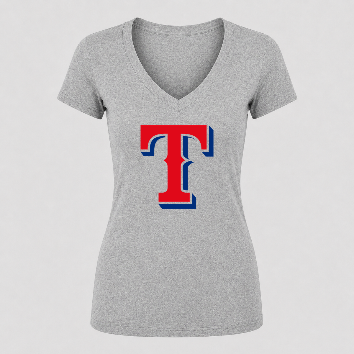 Women's Texas Rangers V Neck T-Shirt in gray