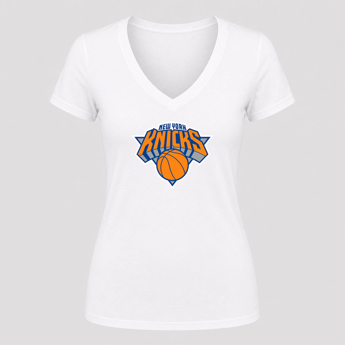 Women's New York Knicks V Neck T-Shirt in white