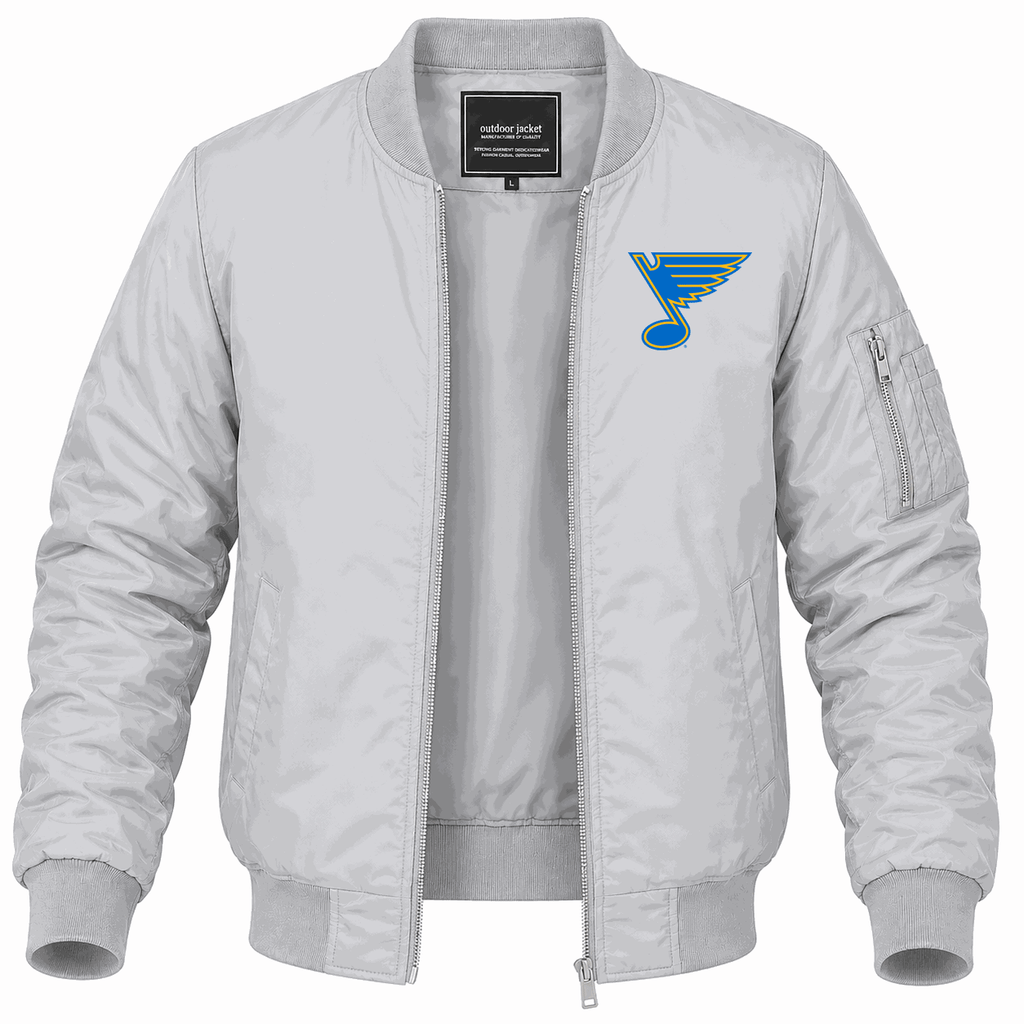 Men's St. Louis Blues Lightweight Bomber Jacket - Gray
