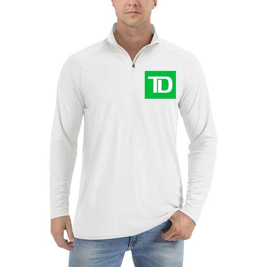 TD Bank logo quarter-zip athletic shirt in White
