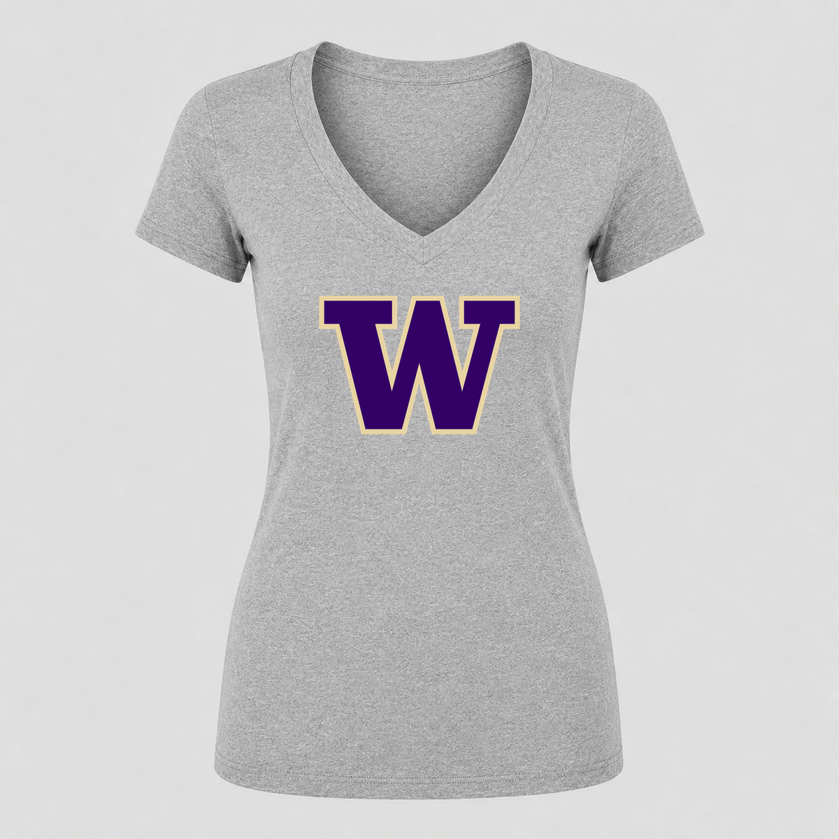Women's Washington Huskies V Neck T-Shirt in gray