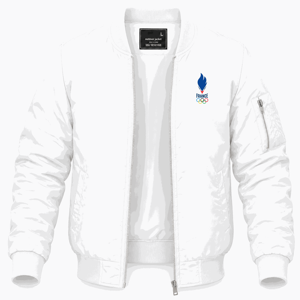 Men's France 2024 logo Lightweight Bomber Jacket - White