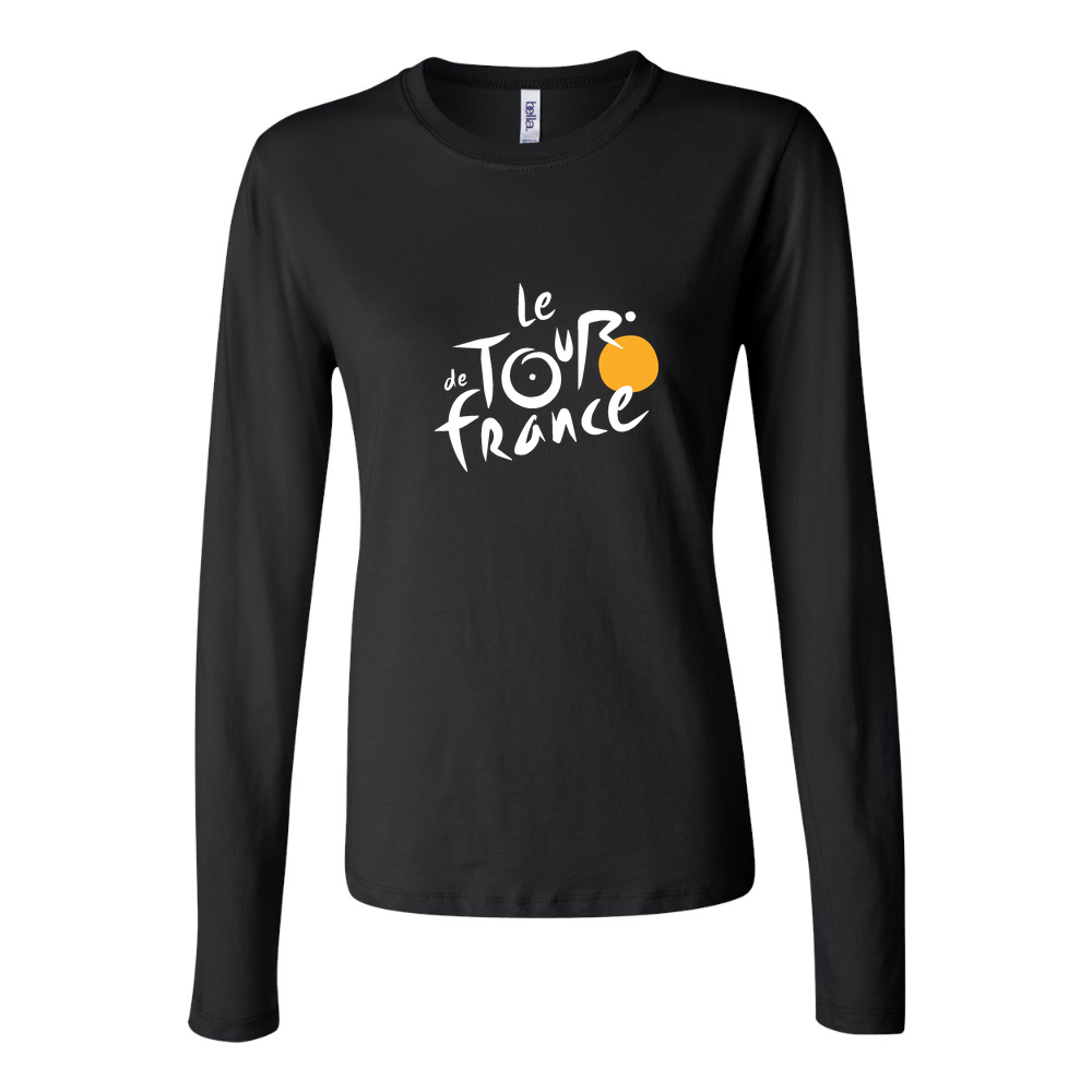 Women's Tour de France White Long Sleeve T-Shirt - Black