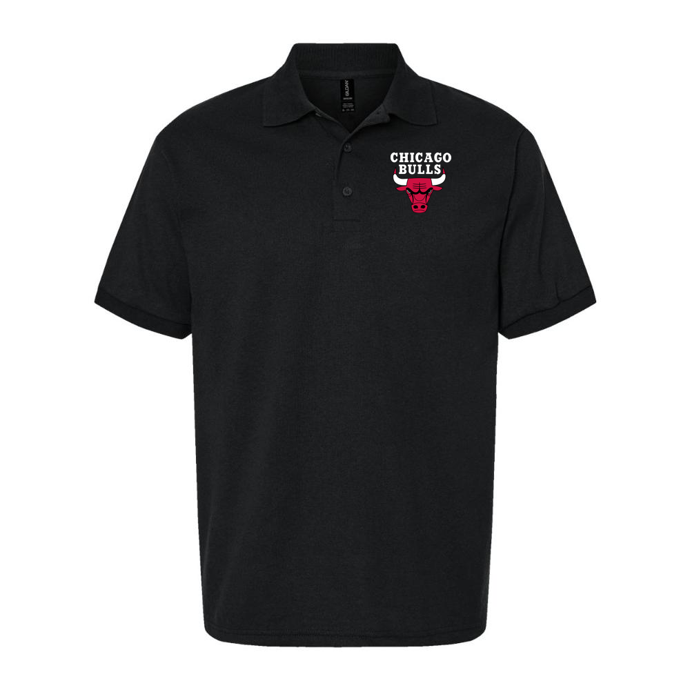 Men's Chicago Bulls White Logo Dry Blend Polo - Black