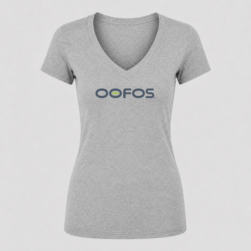 Women's OOFOS V Neck T-Shirt in gray