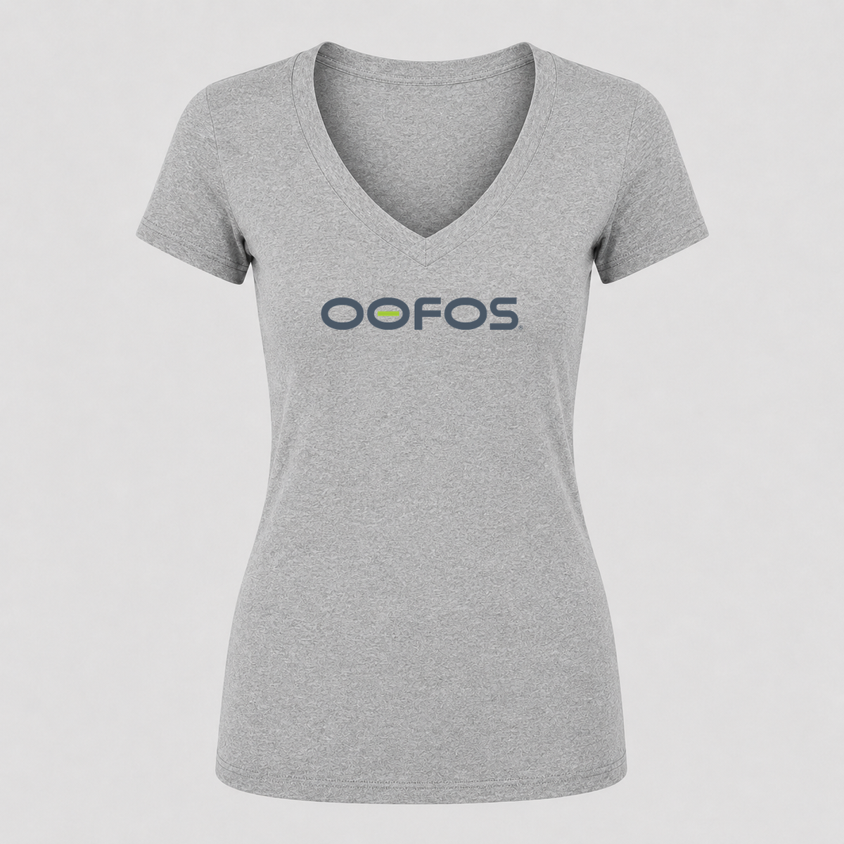 Women's OOFOS V Neck T-Shirt in gray