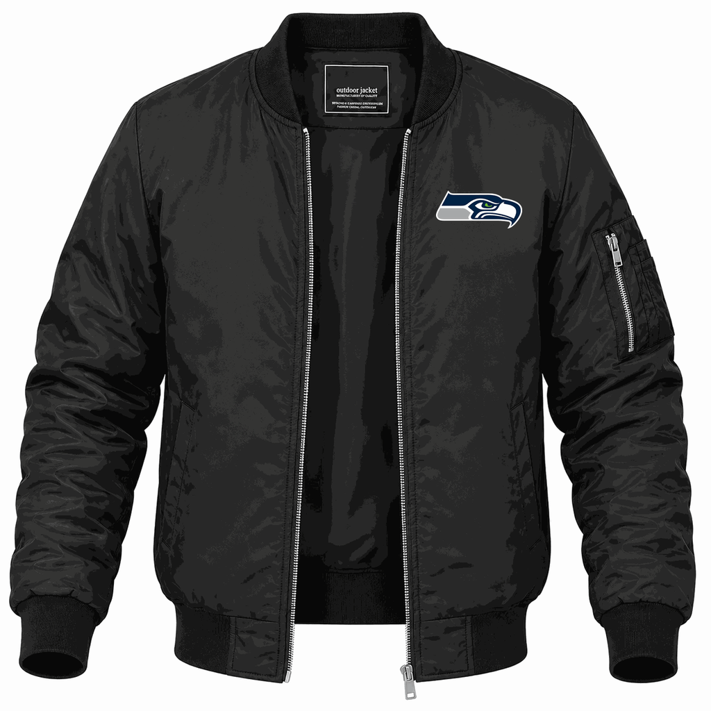Men's Seattle Seahawks Lightweight Bomber Jacket - Black