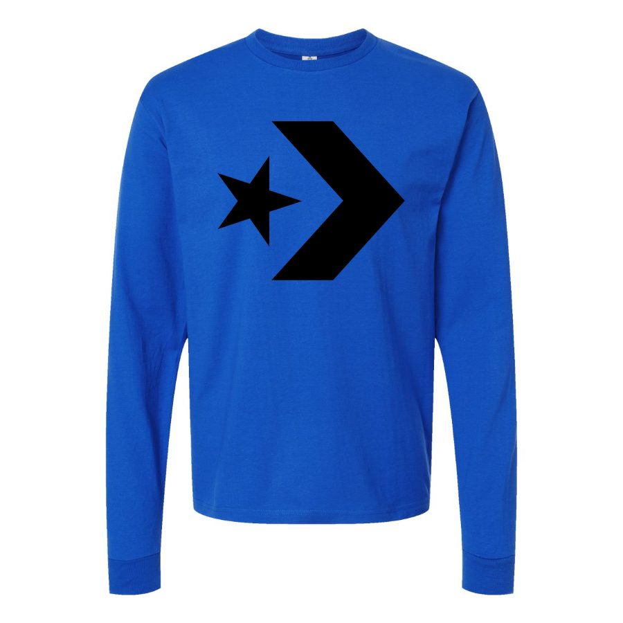 Men's Converse-logo-1536x864 Long sleeves Cotton Blend T-Shirt - Blue