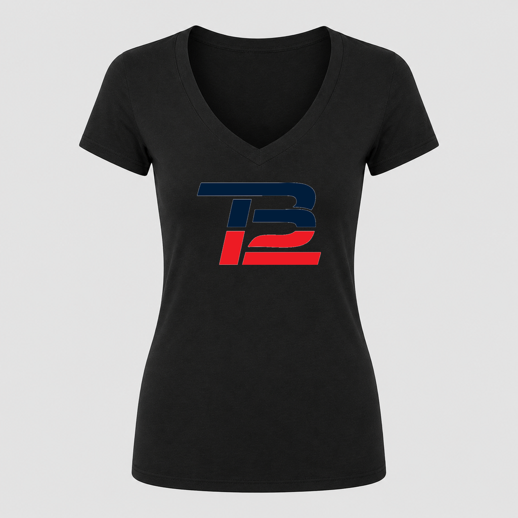 Women's Tom Brady 12 V Neck T-Shirt in black