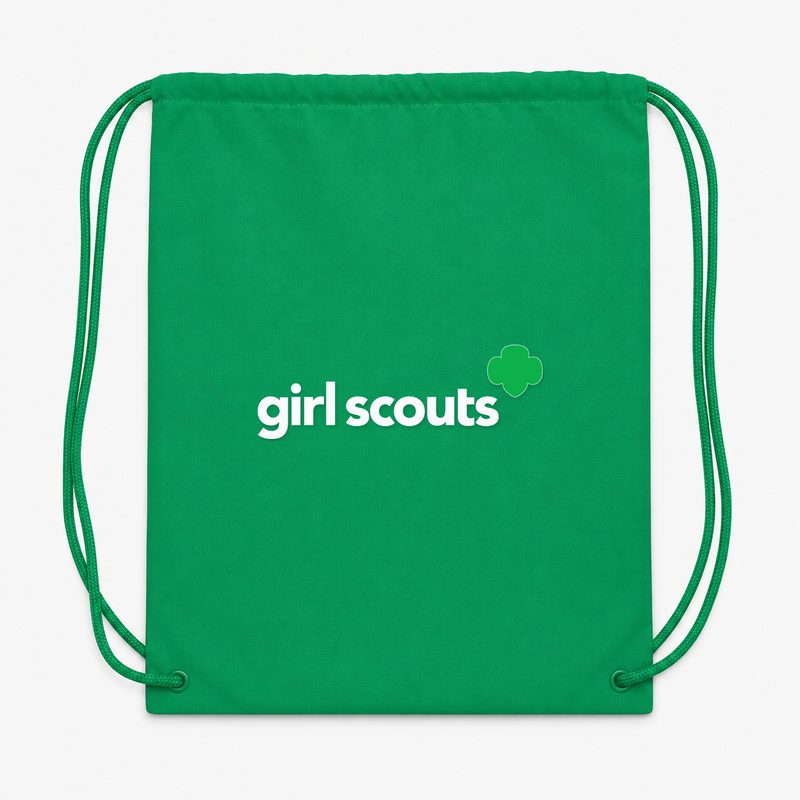 Girl Scouts White Drawstring Bag - Green