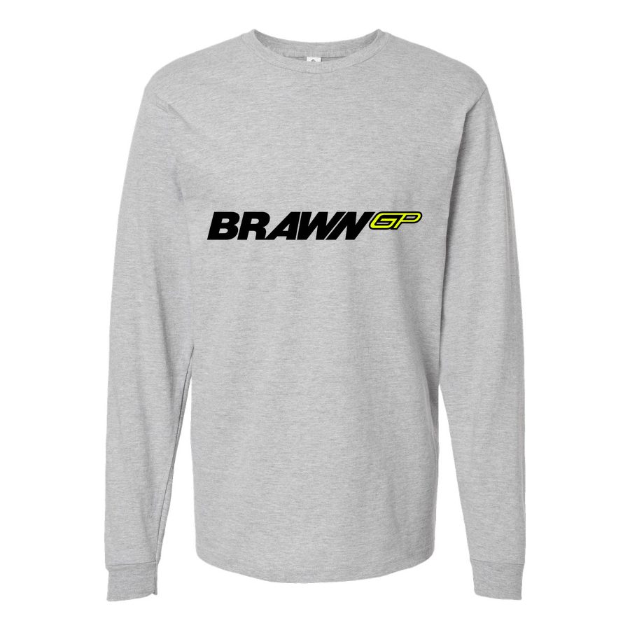 Men's Brawn GP Long sleeves Cotton Blend T-Shirt - Gray