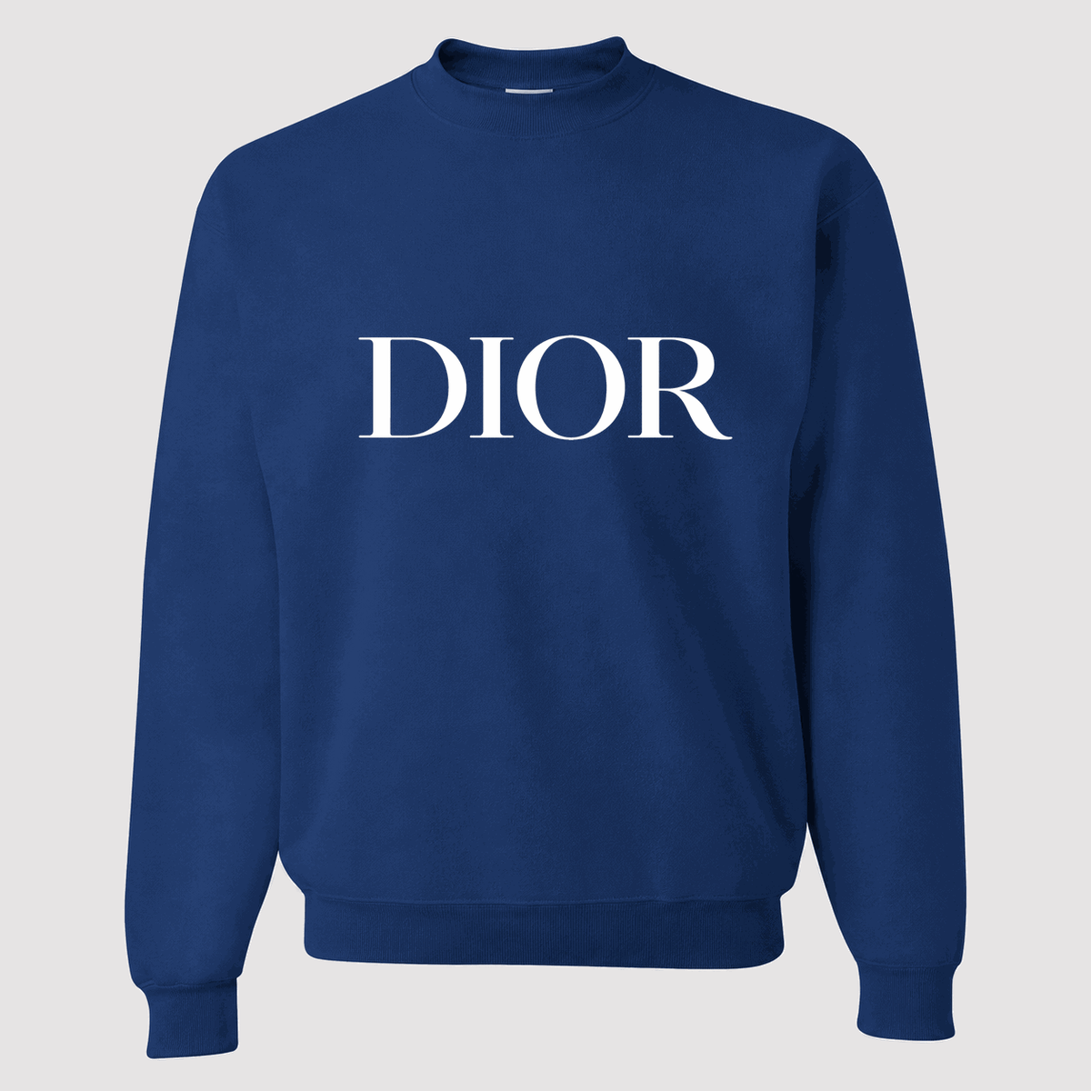 Men's Dior White Logo Design 2 Crewneck Sweatshirt - Blue