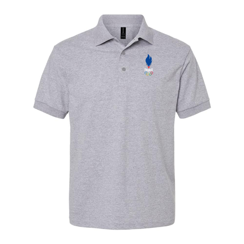 Men's France 2024 White Logo Dry Blend Polo - Gray