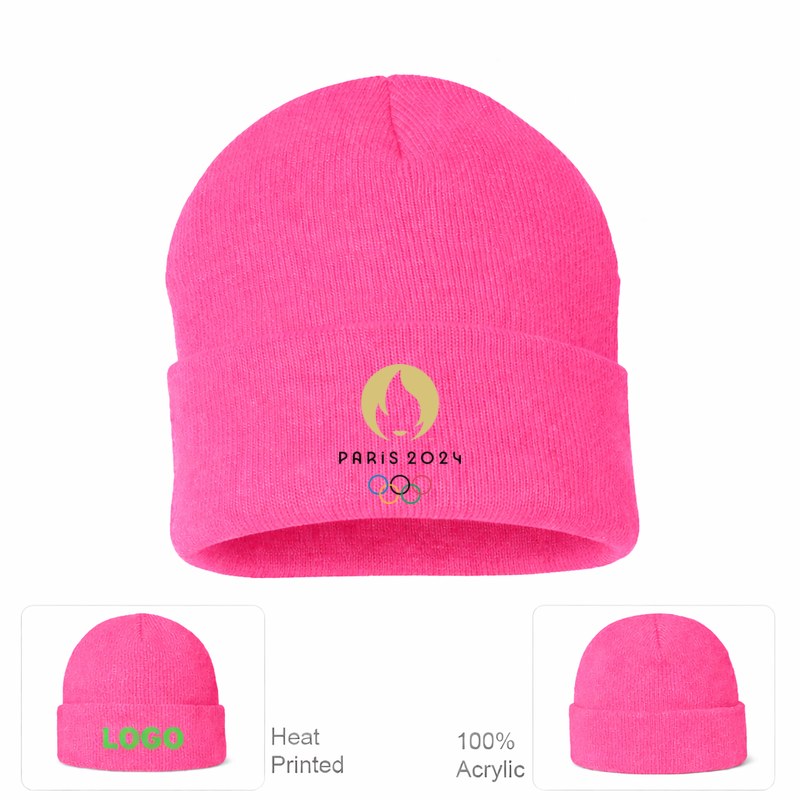 Olympics 2024 Paris Black Pink Beanie Hat