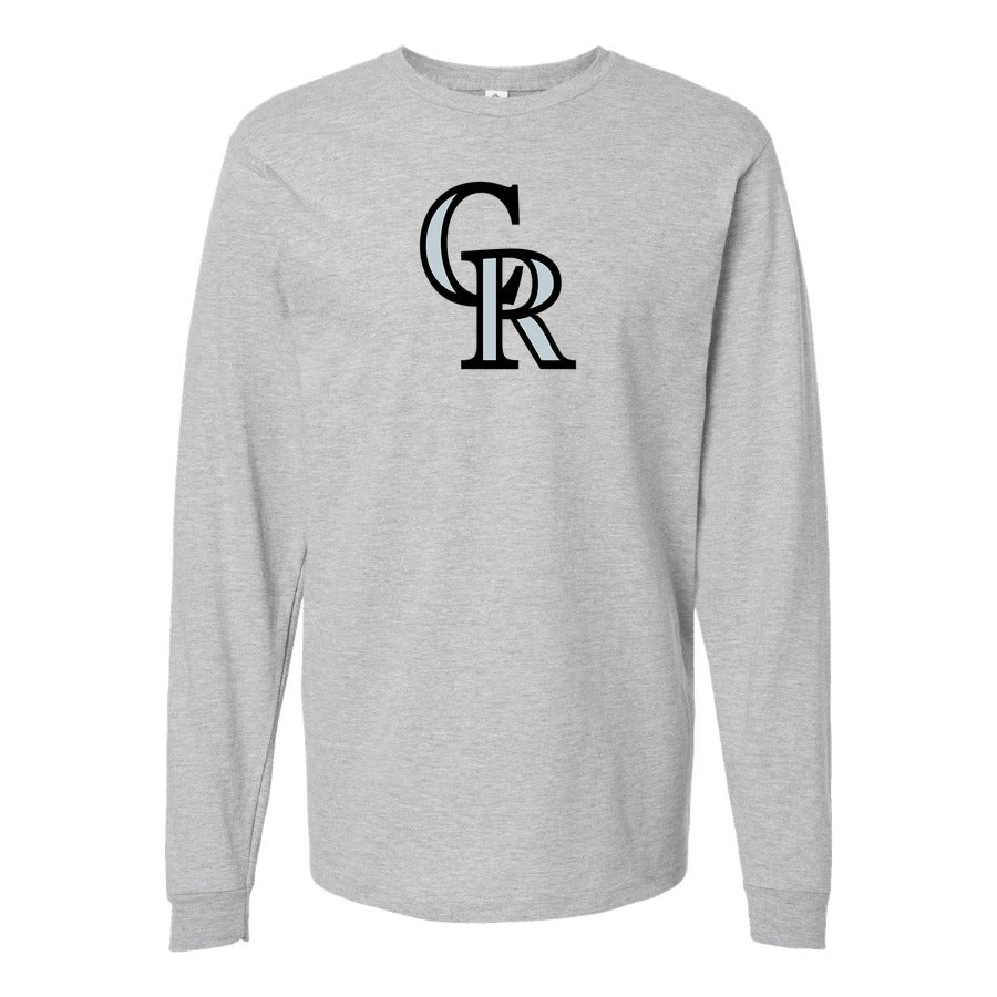 Men's Colorado Rockies Long sleeves Cotton Blend T-Shirt - Gray