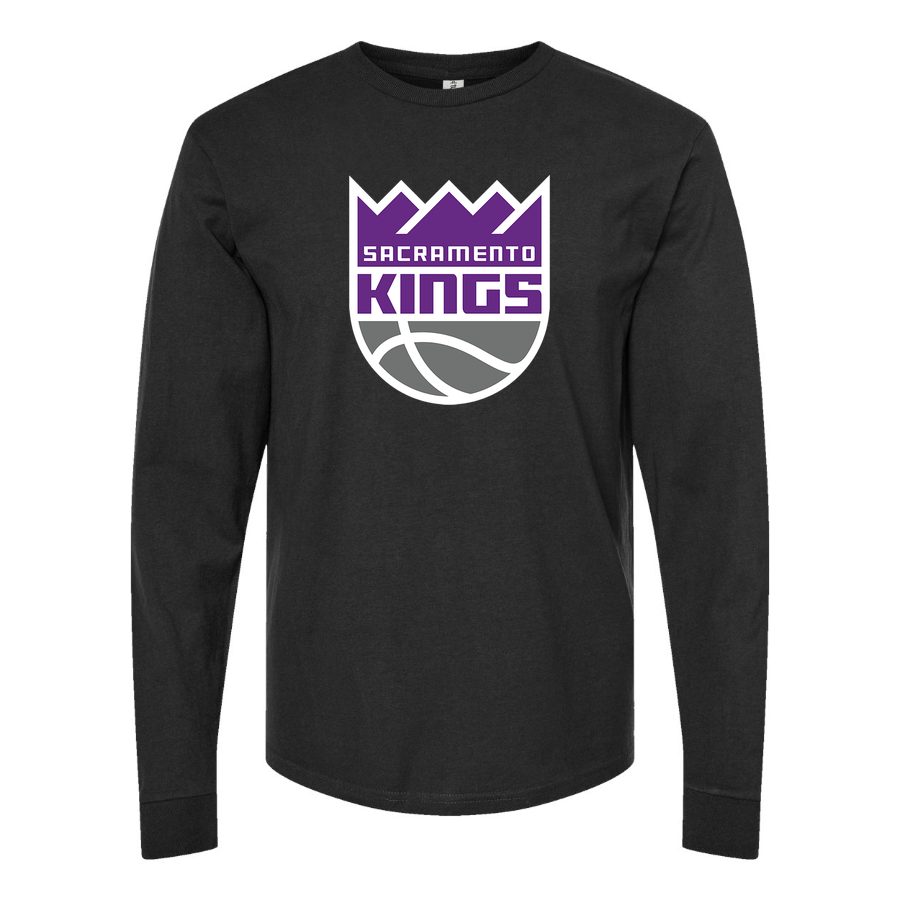Men's Sacramento Kings Long sleeves Cotton Blend T-Shirt - Black