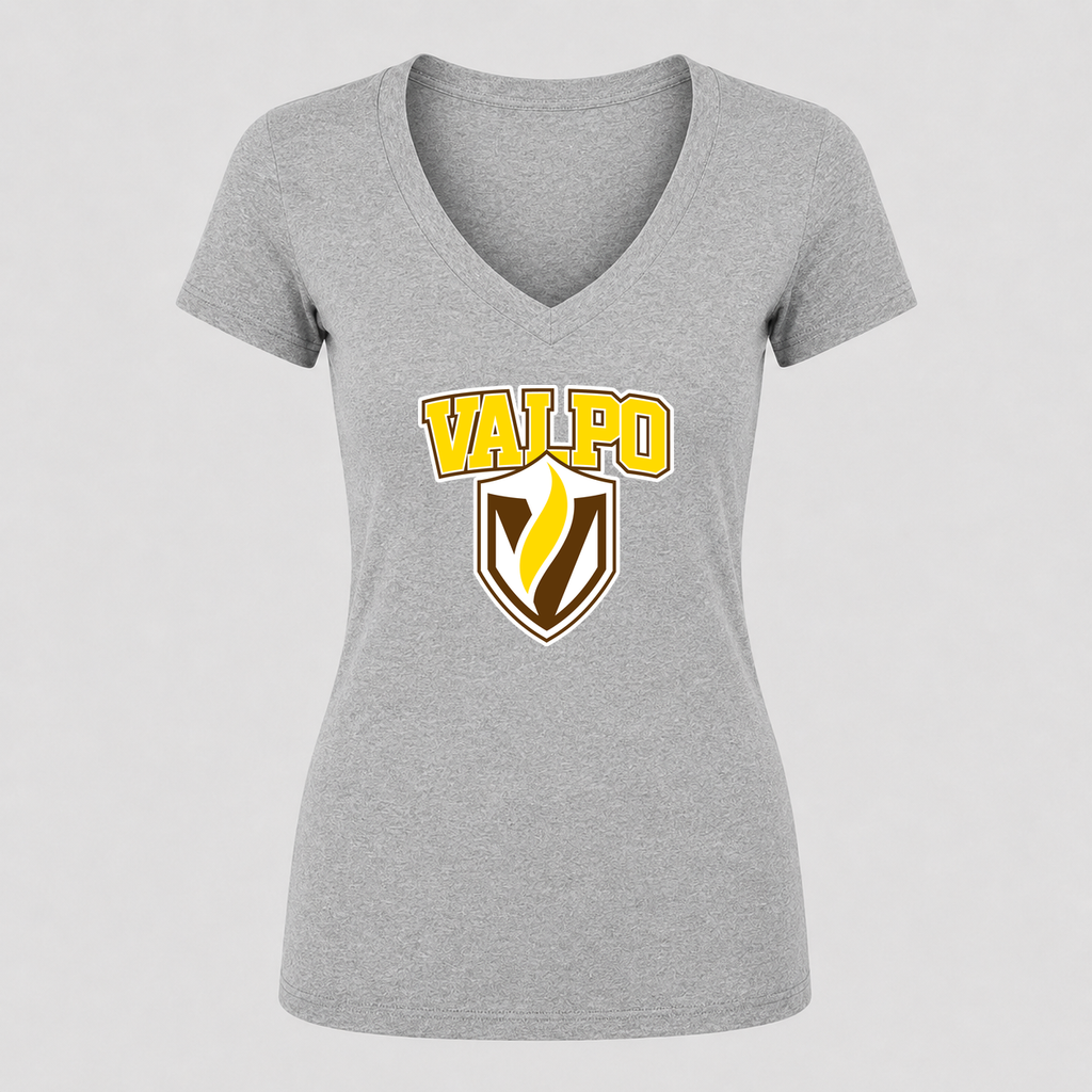 Women's Valparaiso Crusaders V Neck T-Shirt in gray