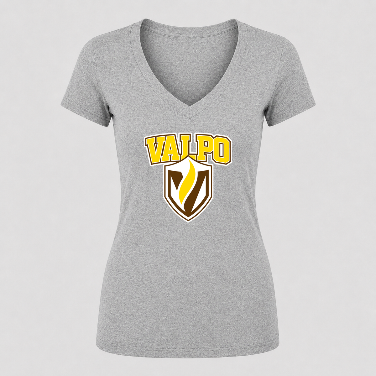 Women's Valparaiso Crusaders V Neck T-Shirt in gray