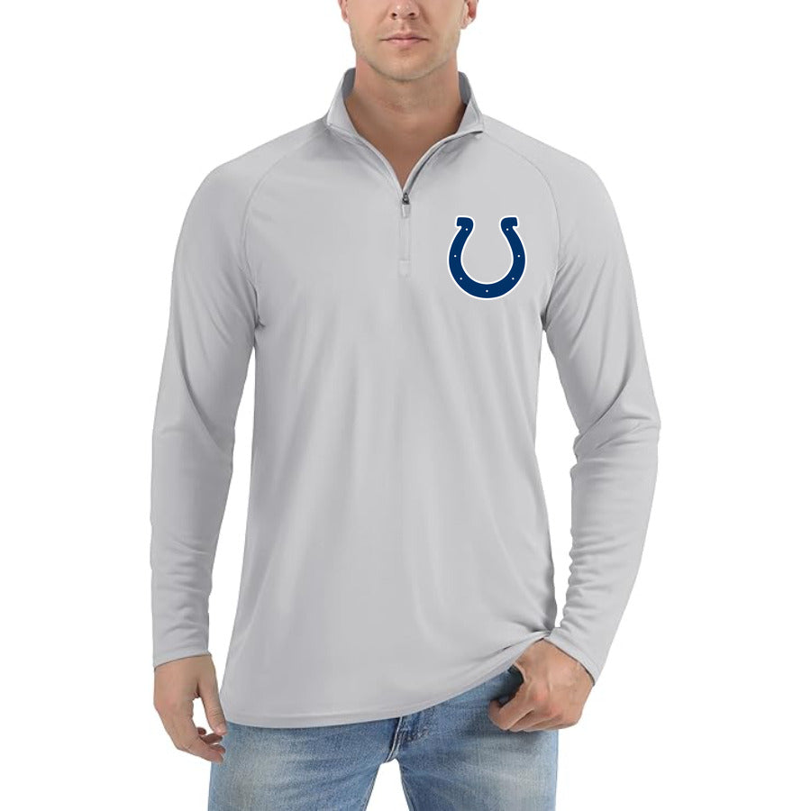 Indianapolis Colts quarter-zip athletic shirt in Light Gray