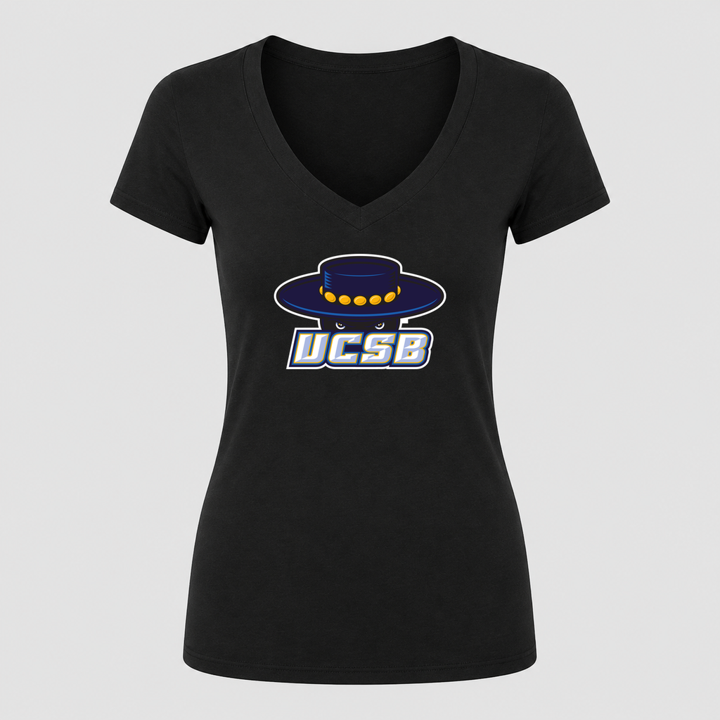 Women's UCSB Gauchos V Neck T-Shirt in black
